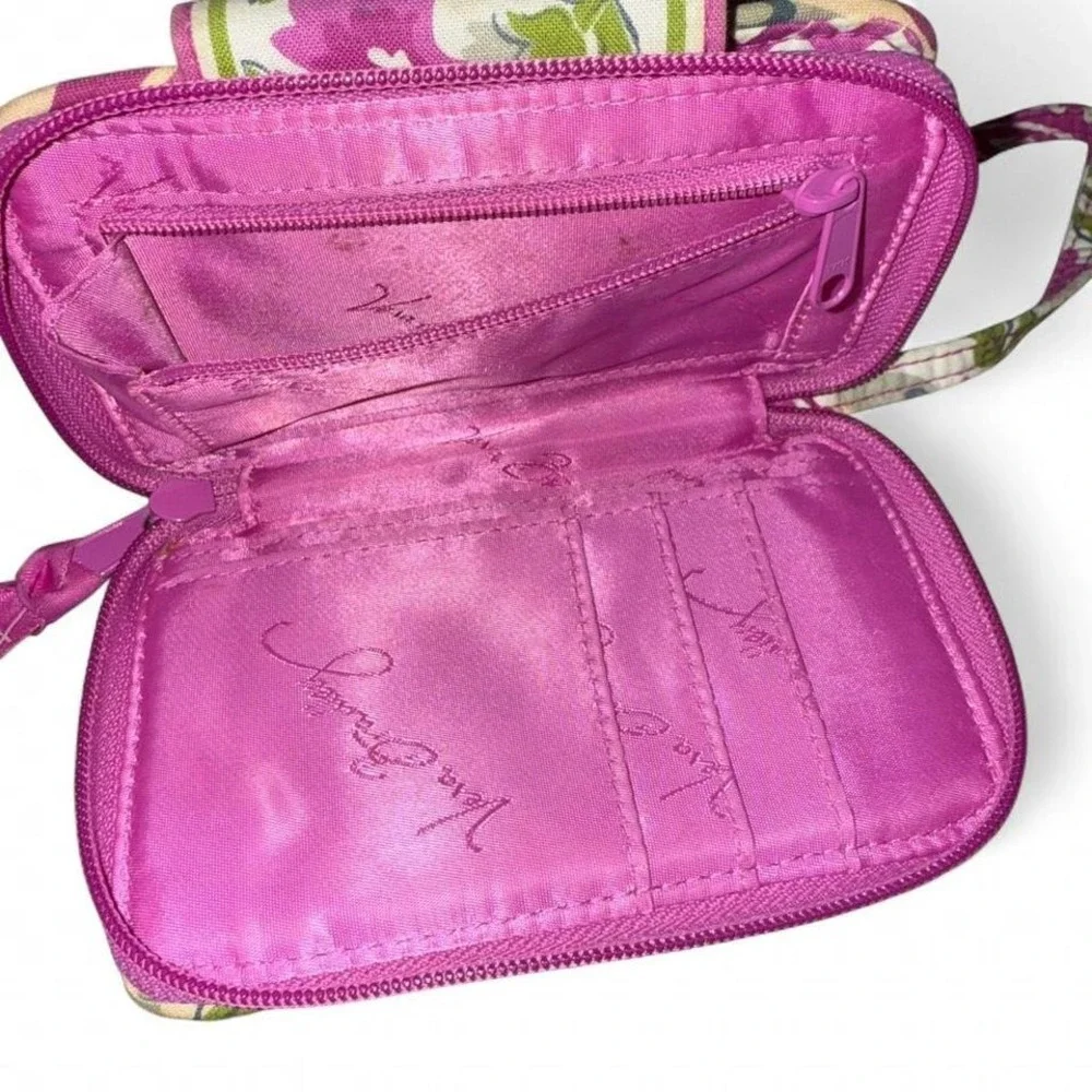 Vera Bradley Pink Green Julep Tulip Wristlet Wallet - Picture 3 of 7